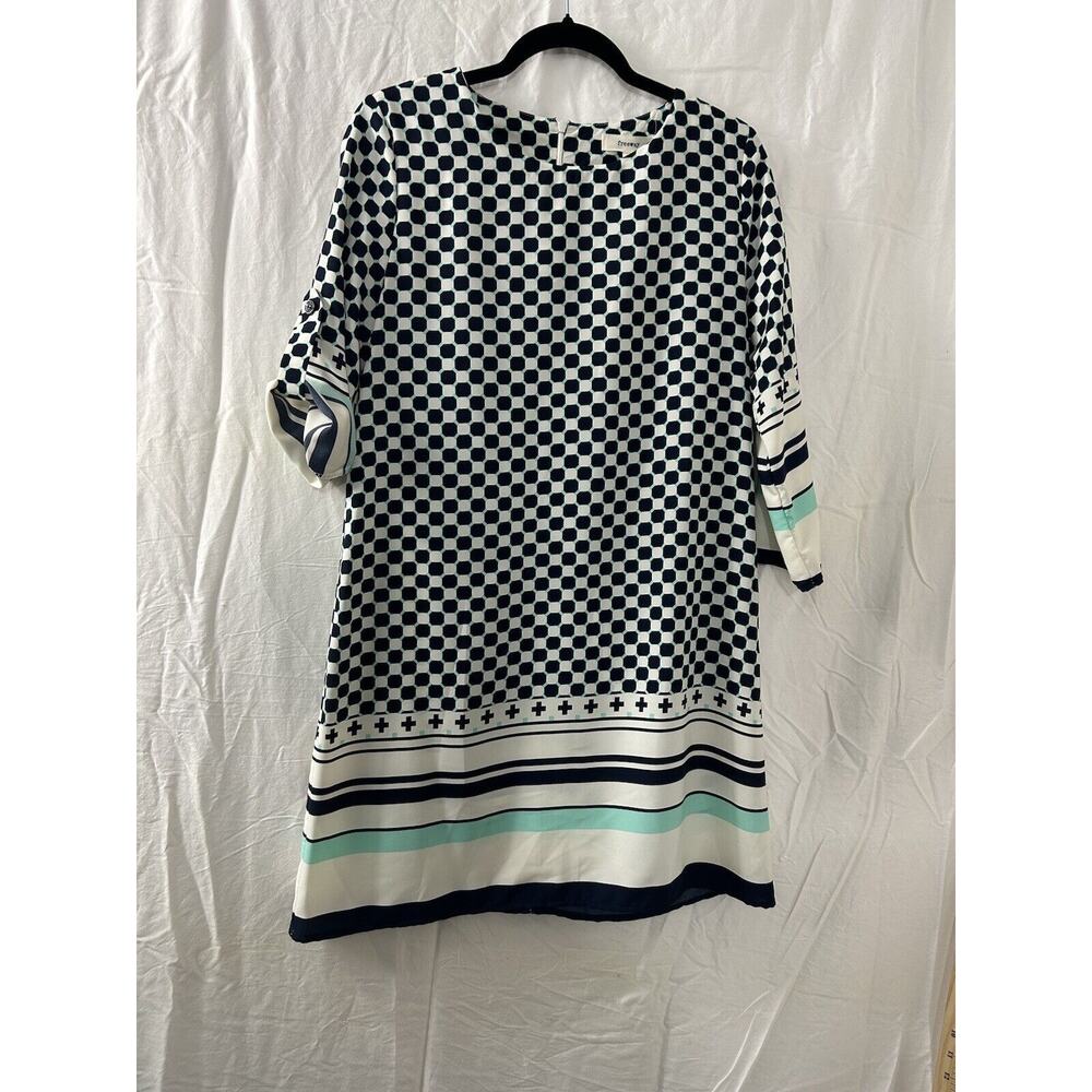Freeway Tunic Teal Dress Size M Geometric Mod Abstract Boho Funky Lightweight